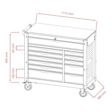 Mephisto Pro-Line Werkzeugwagen Werkstattwagen mit 12 Schubfächer ohne Werkzeug Inhalt - 2
