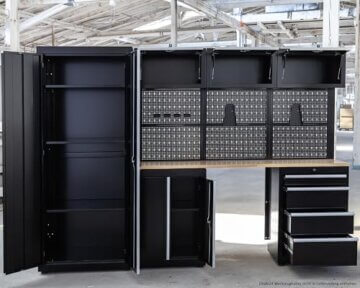 Ondis24 XL Werkstatt Komplett Set 260cm vormontierte Männerküche Werkstattrichtung modular mit Holzarbeitsplatte, Werkzeugschränke, Werkbank mit Schubladen (9 TLG.) - 2