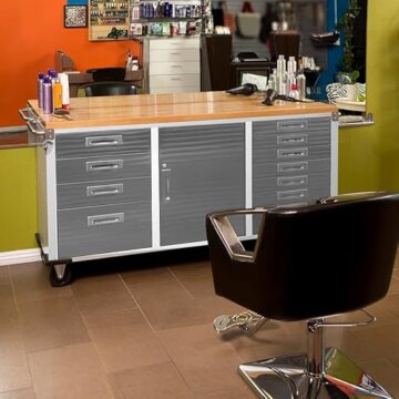 Seville Classics Fahrbare Werkbank mit 12 Schubladen, 182,9 x 50,8 x 95,2 cm, grau - 6