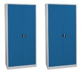 2X Flügeltürenschrank komplett montiert 1800x800x380mm Metallschrank abschließbar blau Stahlblech Lagerschrank Aktenschrank Büroschrank Werkzeugschrank 4 Fachböden 530331 - 1