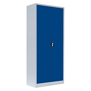 2X Flügeltürenschrank komplett montiert 1800x800x380mm Metallschrank abschließbar blau Stahlblech Lagerschrank Aktenschrank Büroschrank Werkzeugschrank 4 Fachböden 530331 - 3
