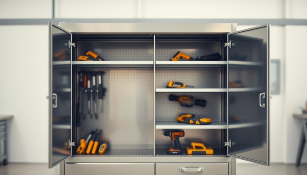 Sicherer Werkzeugschrank mit abschließbaren Türen