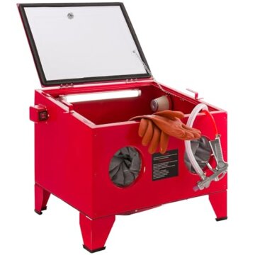 Arebos Sandstrahlkabine 90 Liter | Sandstrahlgerät mit Strahlpistole mit 4 Keramikdüsen | zur Aufbereitung |Arbeitshandschuhe | Sichtfenster inkl. 5 Ersatzfolien - 1