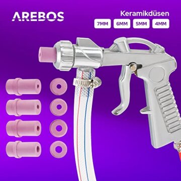 Arebos Sandstrahlkabine 90 Liter | Sandstrahlgerät mit Strahlpistole mit 4 Keramikdüsen | zur Aufbereitung |Arbeitshandschuhe | Sichtfenster inkl. 5 Ersatzfolien - 5