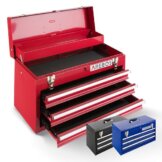 Arebos Werkzeugkoffer mit 3 Schubladen & 2 Ablagefächern 52 x 22 x 30,5 cm | Werkzeugkasten abschließbar | Werkzeugbox inkl. Tragegriff & Schnappverschlüssen | Antirutschmatten | Rot - 1