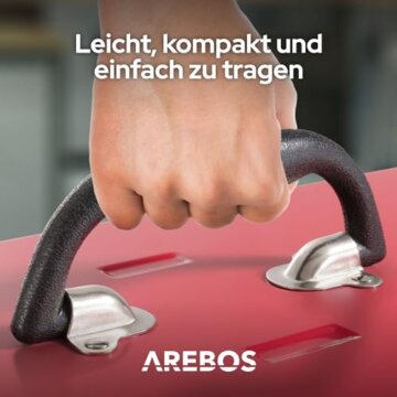 Arebos Werkzeugkoffer mit 3 Schubladen & 2 Ablagefächern 52 x 22 x 30,5 cm | Werkzeugkasten abschließbar | Werkzeugbox inkl. Tragegriff & Schnappverschlüssen | Antirutschmatten | Rot - 6