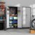 BIZOEIRON Garagen-Metall-Lagerschrank mit Stecktafel, Hoher Lagerschrank mit Verstellbaren Regalen und Türen, Rollende Werkzeugschränke auf Rädern für die Garage, Schwarz & Grau - 2