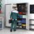 BIZOEIRON Garagen-Metall-Lagerschrank mit Stecktafel, Hoher Lagerschrank mit Verstellbaren Regalen und Türen, Rollende Werkzeugschränke auf Rädern für die Garage, Schwarz & Grau - 6