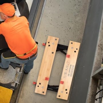 BLACK+DECKER tragbare Werkbank für Werkstatt - Sägebock Werkbank klappbar als Werkstatteinrichtung (freistehend, Abmessung der Arbeitsplatte: 610x250 mm, max. Tragkraft: 160 kg) WM301 - 12