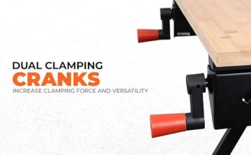BLACK+DECKER tragbare Werkbank für Werkstatt - Sägebock Werkbank klappbar als Werkstatteinrichtung (freistehend, Abmessung der Arbeitsplatte: 610x250 mm, max. Tragkraft: 160 kg) WM301 - 18