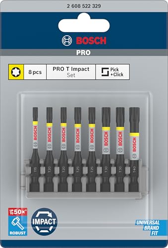 Bosch 8x PRO Torx Impact Bit (170 x 120 mm, Professional Zubehör Schraubendreher, Schraubendreher) - 2