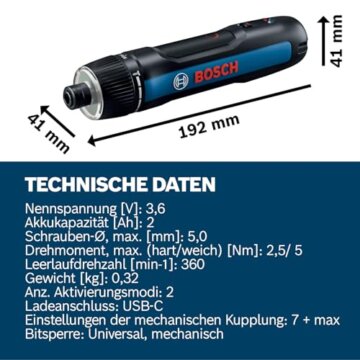 Bosch Professional Akkuschrauber Bosch GO 3 (inkl. 8-teiligem Bit-Set, Bitaufnahme, USB-C-Kabel, Mini-Koffer) - 4