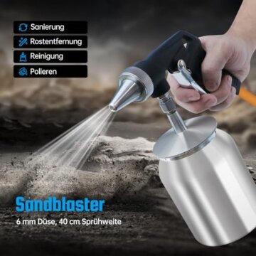 BQHRJG Sandstrahlpistole Druckluft Arbeitsdruck 6,2 bar, Sandblaster Luftbedarf 198 L/min, Gewicht 602 g. Strahlpistole eignet sich zum Polieren, Entrosten, Reinigen von Verunreinigungen - 2