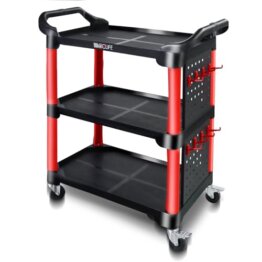 CCLIFE Werkstattwagen Werkzeugwagen Bestückt 87x43x66 cm, Werkstatt Rollwagen mit 3 Etagen Zwei Werkzeugtafeln und 8 Haken, Tragkraft 150 kg - 1