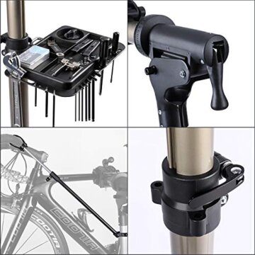 CXWXC Fahrrad Montageständer Aluminium Fahrrad Reparaturständer Klappbar Fahrradmontageständer für E-Bike/ Mountainbikes,Fahrrad Reparatur mit Magnetischer und 360°Drehbare Kopf - 3