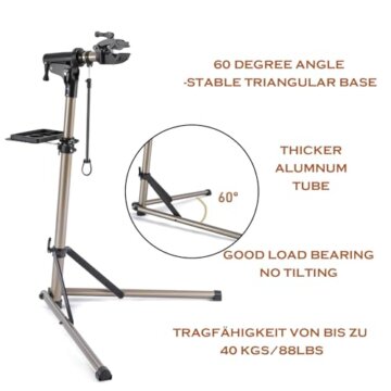 CXWXC Fahrrad Montageständer Aluminium Fahrrad Reparaturständer Klappbar Fahrradmontageständer für E-Bike/ Mountainbikes,Fahrrad Reparatur mit Magnetischer und 360°Drehbare Kopf - 5