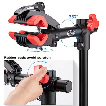 CXWXC Fahrradmontageständer, Reparaturständer für Fahrräder, Schwerlast-Montageständer, Fahrradständer mit verschweißter Klemmkopf, um 360° drehbar, Schnelllösevorrichtungen (Dunkel Schwarz) - 4