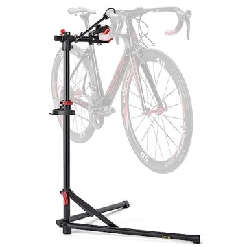 CXWXC Fahrradmontageständer, Reparaturständer für Fahrräder, Schwerlast-Montageständer, Fahrradständer mit verschweißter Klemmkopf, um 360° drehbar, Schnelllösevorrichtungen (Dunkel Schwarz) - 7