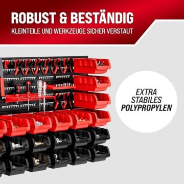 DEUBA® Werkzeugwand 190x54cm 97 tlg. 4 Starke Wandplatten Erweiterbar Werkstatt Lochwand Werkzeughalter Regal Stapelboxen - 4