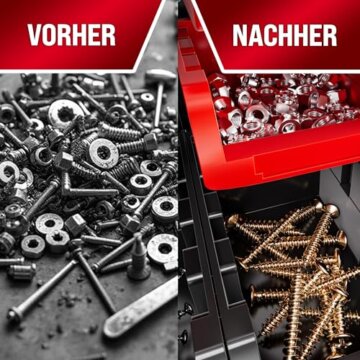 DEUBA® Werkzeugwand 190x54cm 97 tlg. 4 Starke Wandplatten Erweiterbar Werkstatt Lochwand Werkzeughalter Regal Stapelboxen - 8