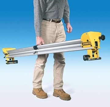 DeWalt Universal-Untergestell/ Sägen-Untergestell (passend für Paneel-, Kapp- und Gehrungssägen, leichte Aluminiumkonstruktion, einfacher Transport, Teleskop-Auszug, Klappanschlag) DE7023, DEWALT DE7023-XJ - Banco de trabajo de alto rendimiento para Ingletadoras - 5