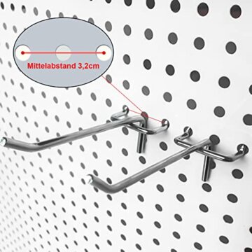DYOUen 60 Stk Lochwand Haken Lochwandhaken Pegboard Einfachhaken Zubehör Werkzeugwand Anhänge Haken für Werkzeughalter Wand, Garage, Regal, Werkstatt (2) - 3