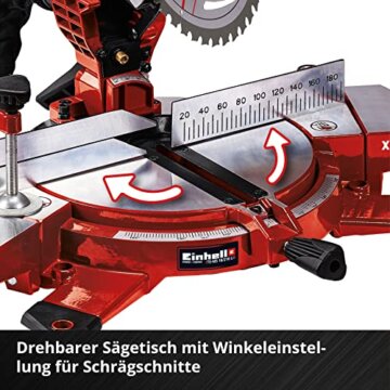 Einhell Akku-Kappsäge TE-MS 18/210 Li-Solo Power X-Change (18 V, max. 60 mm x 120 mm Schnitttiefe/-breite, Ø 210 mm Sägeblatt, neigbarer Sägekopf, Laser, ohne Akku) - 6