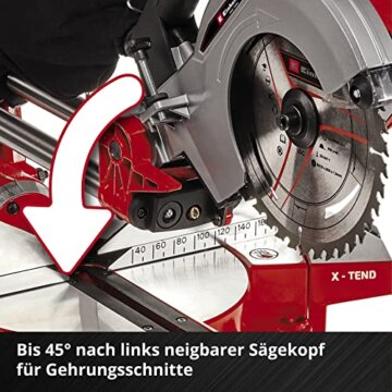 Einhell Akku-Zug-Kapp-Gehrungssäge TE-SM 36/210 Li-Solo Power X-Change (36 V, max. 65 mm x 310 mm Schnitttiefe/-breite, Ø 210 mm Sägeblatt, neigbarer Sägekopf, Laser, ohne Akku) - 7