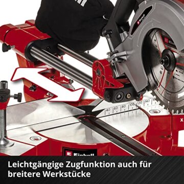 Einhell Akku-Zug-Kapp-Gehrungssäge TE-SM 36/210 Li-Solo Power X-Change (36 V, max. 65 mm x 310 mm Schnitttiefe/-breite, Ø 210 mm Sägeblatt, neigbarer Sägekopf, Laser, ohne Akku) - 8