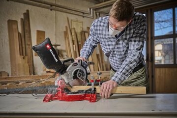 Einhell Kapp-Gehrungssäge TC-MS 2112 (max. 1.600 W, 5.000 min-1, hochwertiges HM-bestücktes Sägeblatt, Drehtisch mit Winkeleinstellung 45° links/rechts) - 2