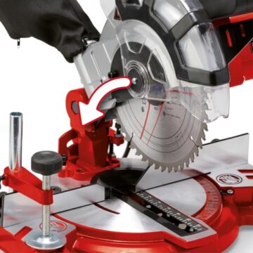 Einhell Kapp-Gehrungssäge TC-MS 2112 (max. 1.600 W, 5.000 min-1, hochwertiges HM-bestücktes Sägeblatt, Drehtisch mit Winkeleinstellung 45° links/rechts) - 4