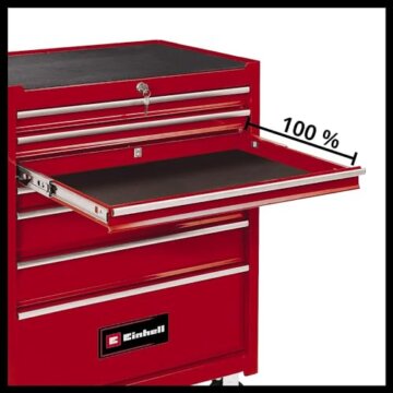 Einhell Werkstattwagen TC-TW 150 (bis max. 150 kg belastbar, 7 kugelgelagerte, voll ausziehbare und stabile Schubfächer, 4 große Leichtlaufräder, Interlock-System gg. Kippen) - 3