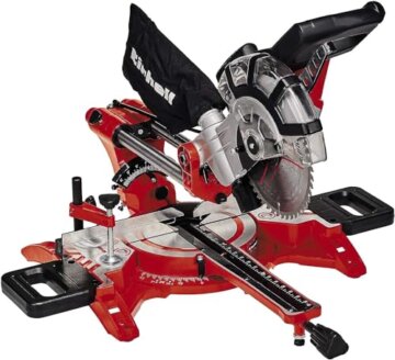 Einhell Zug-Kapp-Gehrungssäge TC-SM 2131/2 Dual (1800 W, max. 62 mm x 310 mm Schnitttiefe/-breite, Ø 210 mm Sägeblatt, beidseitig neigbarer Sägekopf, Zugfunktion, Laser) - 1