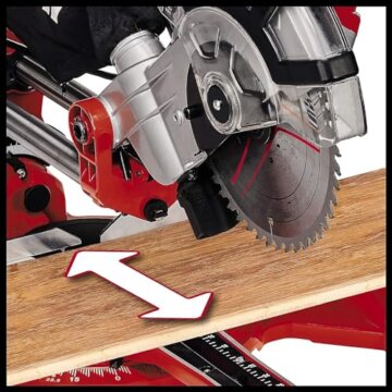 Einhell Zug-Kapp-Gehrungssäge TC-SM 2131/2 Dual (1800 W, max. 62 mm x 310 mm Schnitttiefe/-breite, Ø 210 mm Sägeblatt, beidseitig neigbarer Sägekopf, Zugfunktion, Laser) - 6