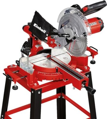 Einhell Zug-Kapp-Gehrungssäge TC-SM 2531/2 U (1900 W, max. 70 mm x 310 mm Schnitttiefe/-breite, Ø 254 mm Sägeblatt, Untergestell, neigbarer Sägekopf, Zugfunktion, Laser) - 1