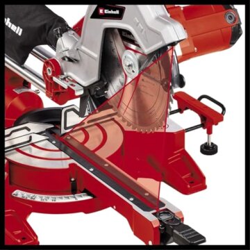 Einhell Zug-Kapp-Gehrungssäge TC-SM 254 (1900 W, max. 85 mm x 305 mm Schnitttiefe/-breite, Ø 254 mm Sägeblatt, neigbarer Sägekopf, Zugfunktion, Laser) - 6