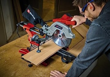 Einhell Zug-Kapp-Gehrungssäge TE-SM 10 L Dual (2.100 W, Ø 254 mm Sägeblatt, 305 mm Schnittbreite, 85 mm Schnitttiefe, Schnittlinienlaser, beidseitige Sägekopfneigung) - 2
