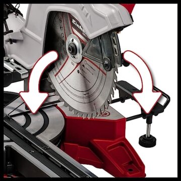 Einhell Zug-Kapp-Gehrungssäge TE-SM 10 L Dual (2.100 W, Ø 254 mm Sägeblatt, 305 mm Schnittbreite, 85 mm Schnitttiefe, Schnittlinienlaser, beidseitige Sägekopfneigung) - 7