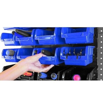 ESTEXO Stapelboxen Wandregal 66 teilig Werkzeugaufbewahrung Werkstattregal Lochwand - 6