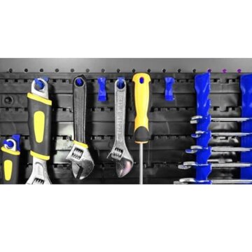 ESTEXO Stapelboxen Wandregal 66 teilig Werkzeugaufbewahrung Werkstattregal Lochwand - 9