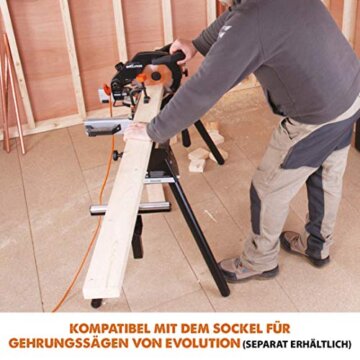 Evolution Gehrungssäge R210CMS | 1200 W Gehrungssäge | Inkl. Ø 210 mm HM-Sägeblatt Multi-Material-Schneiden Holz, Aluminium, Stahl, Kunststoff | 0°- 45° Fase und 45°- 45° Gehrungswinkel | Kappsäge - 17