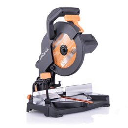 Evolution Gehrungssäge R210CMS | 1200 W Gehrungssäge | Inkl. Ø 210 mm HM-Sägeblatt Multi-Material-Schneiden Holz, Aluminium, Stahl, Kunststoff | 0°- 45° Fase und 45°- 45° Gehrungswinkel | Kappsäge - 1
