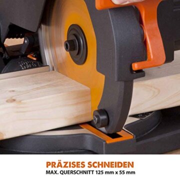 Evolution Gehrungssäge R210CMS | 1200 W Gehrungssäge | Inkl. Ø 210 mm HM-Sägeblatt Multi-Material-Schneiden Holz, Aluminium, Stahl, Kunststoff | 0°- 45° Fase und 45°- 45° Gehrungswinkel | Kappsäge - 7