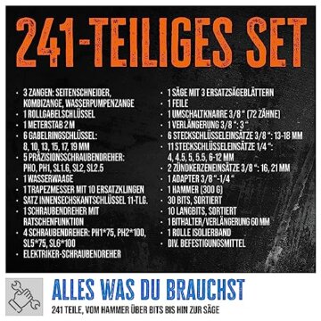 Güde 39005 Werkzeugkoffer GWZK 241 (Werkzeuset 241-teilig im handlichen Koffer, aus Chrom-Vanadium und Carbon-Stahl) - 5