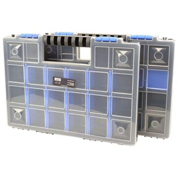 HASKYY Sortimentskoffer Sortimentskiste Sortimentsbox 2x Organizer XL - unterteilt und stapelbar - 345x249x50 mm Kleinteileschrank Werkzeugkiste Schraubbox Ablagefächer - 9