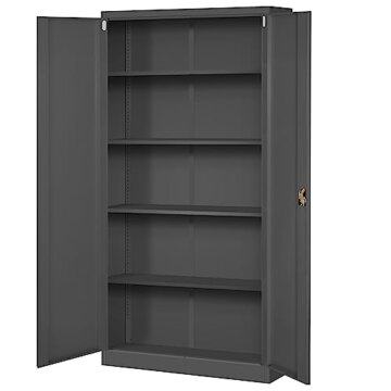 Jan Nowak Metallschrank Jan 185 x 90 x 40 cm - Metall Aktenschrank Abschließbar mit 2 Türen, Mehrzweckschrank mit 5 Ebenen, Büroschrank aus Stahlschrank mit Pulverbeschichtung - Anthrazit - 4