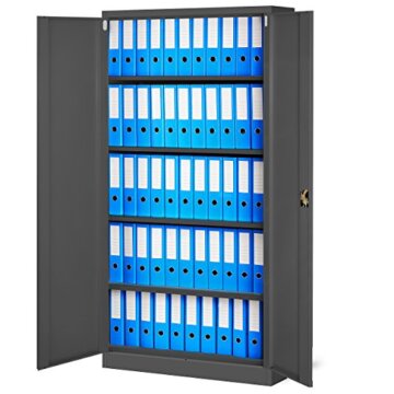 Jan Nowak Metallschrank Jan 185 x 90 x 40 cm - Metall Aktenschrank Abschließbar mit 2 Türen, Mehrzweckschrank mit 5 Ebenen, Büroschrank aus Stahlschrank mit Pulverbeschichtung - Anthrazit - 8