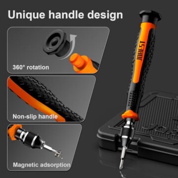 JOREST 38Pcs Feinmechaniker Schraubendreher Set, Mini Werkzeug Kit mit Torx T1 T2 T3 T4 T5, TR6 T7 T8 T9 T10 T15, Triwing Y00, Stern P2 P5, -1.0/2.0, usw, für Switch, PS4, Laptop, Xbox, Brillen, Uhren - 2