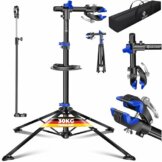 KESSER® Fahrradmontageständer Profi Reparaturständer Fahrradständer + Tasche Fahrradreparaturständer bis 30 kg Fahrrad Montageständer inkl. Werkzeugschale + Magnetfach, drehbar Mountainbike, Blau - 1