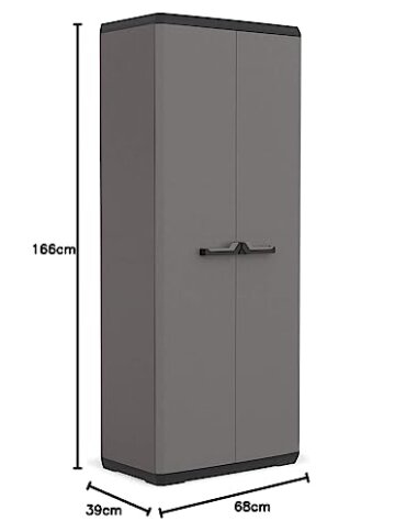 Keter Più Kunststoffschrank, hoch, anthrazit/schwarz, 68 x 39 x 166 cm - 3